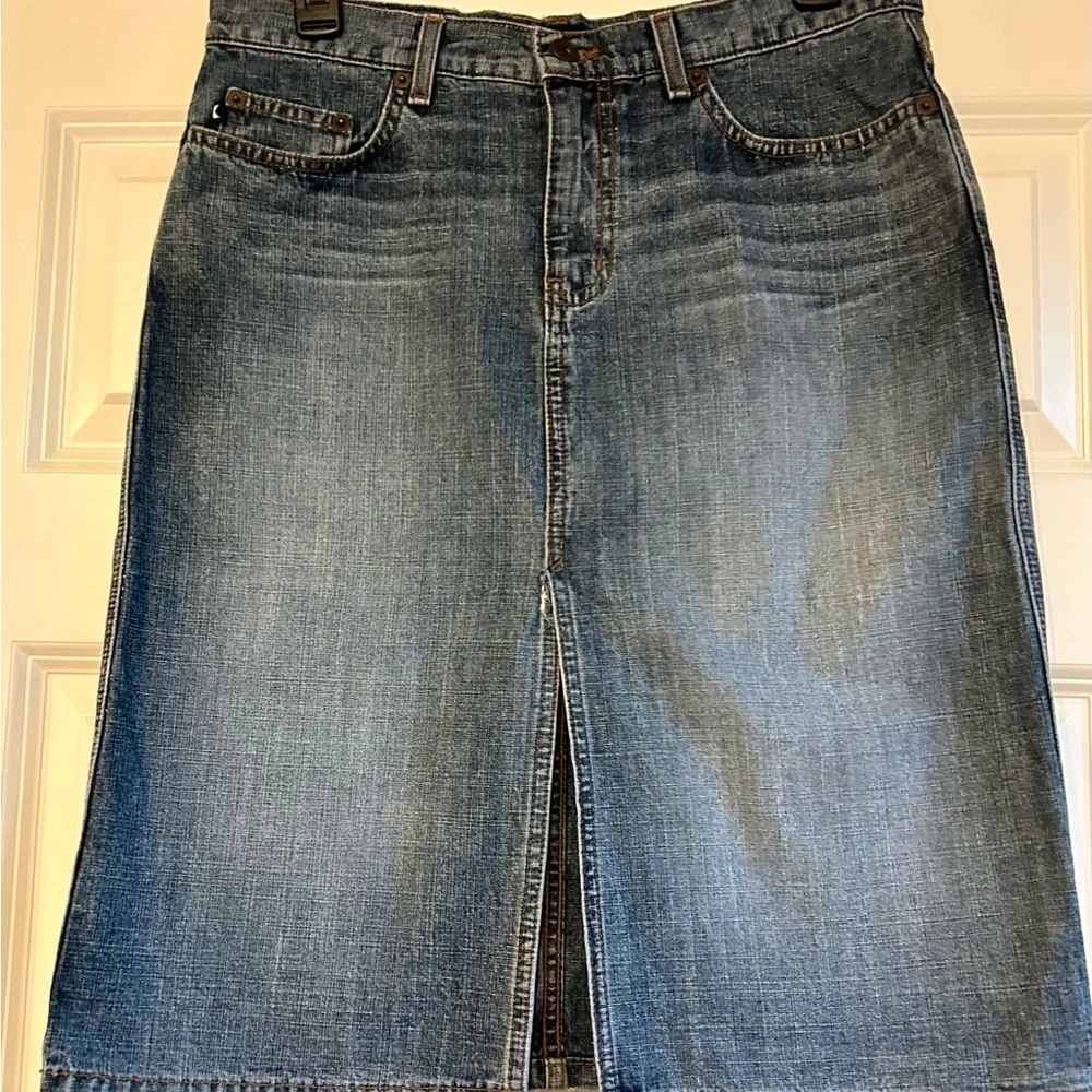 EXPRESS Y2K 90’s Denim Skirt Front Slit Size 7/8